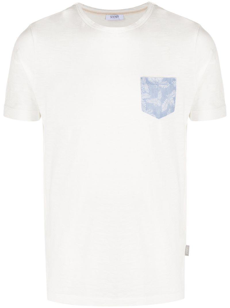 Shop Seventy Contrast-pocket T-shirt In White