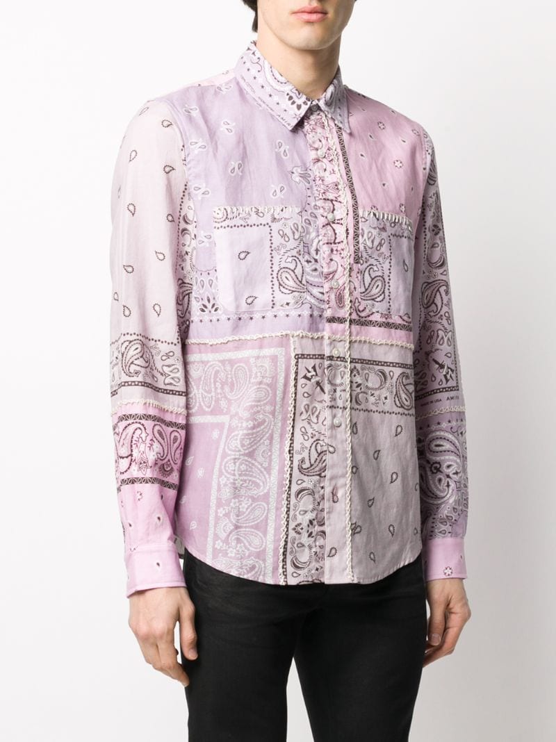 Amiri Reconstructed Bandana Print Cotton Flannel Shirt In Lavender