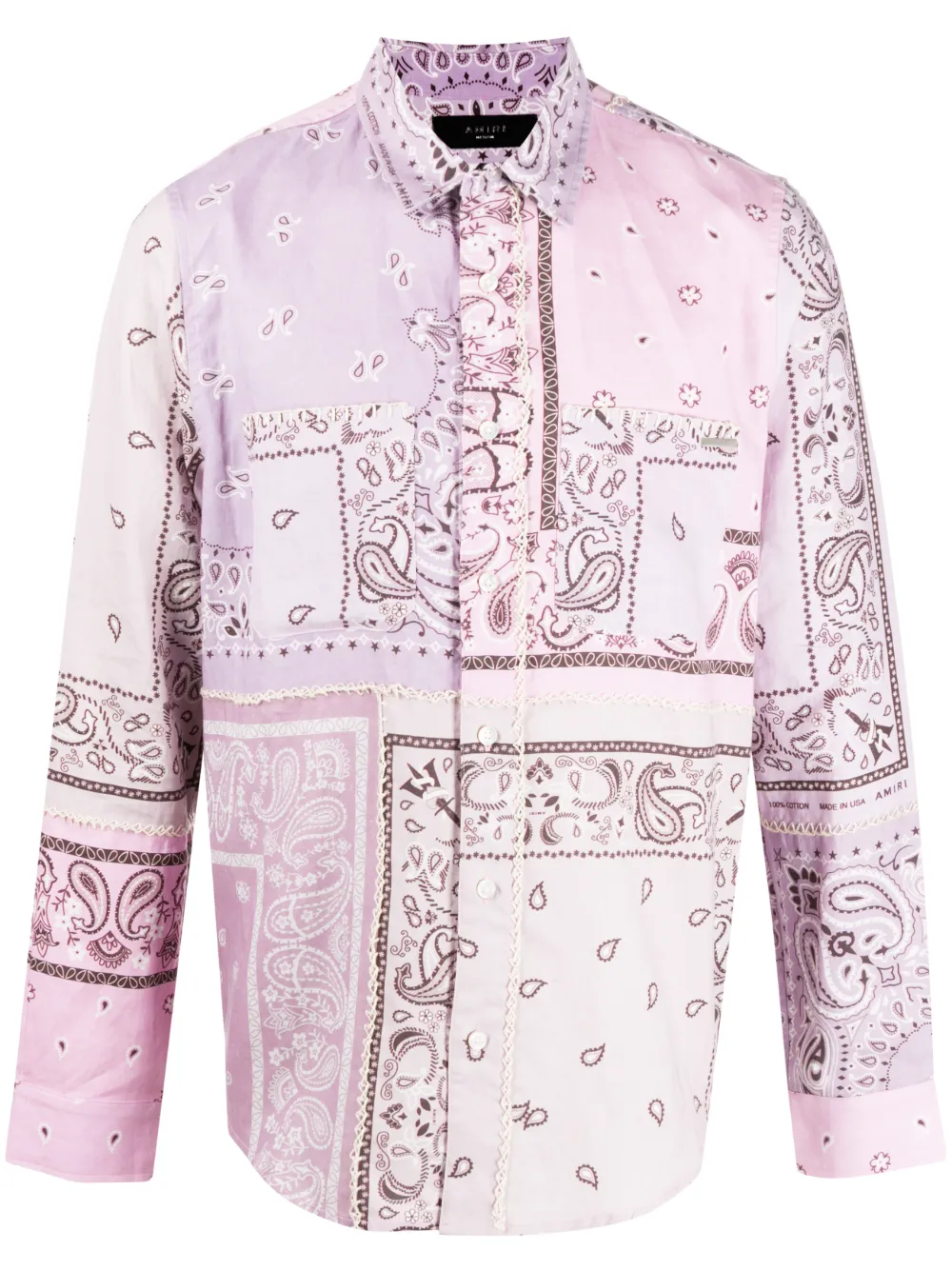 Shop purple AMIRI paisley print shirt