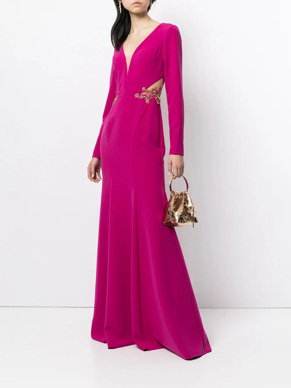Imagem 2 de Marchesa Notte Vestido de festa gola V de crepe