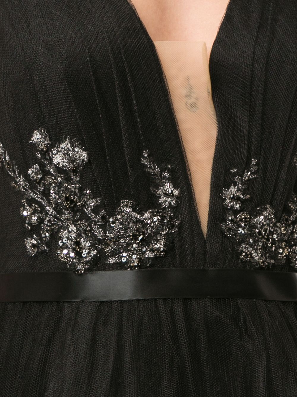 фото Marchesa notte платье асимметричного кроя с v-образным вырезом и пайетками