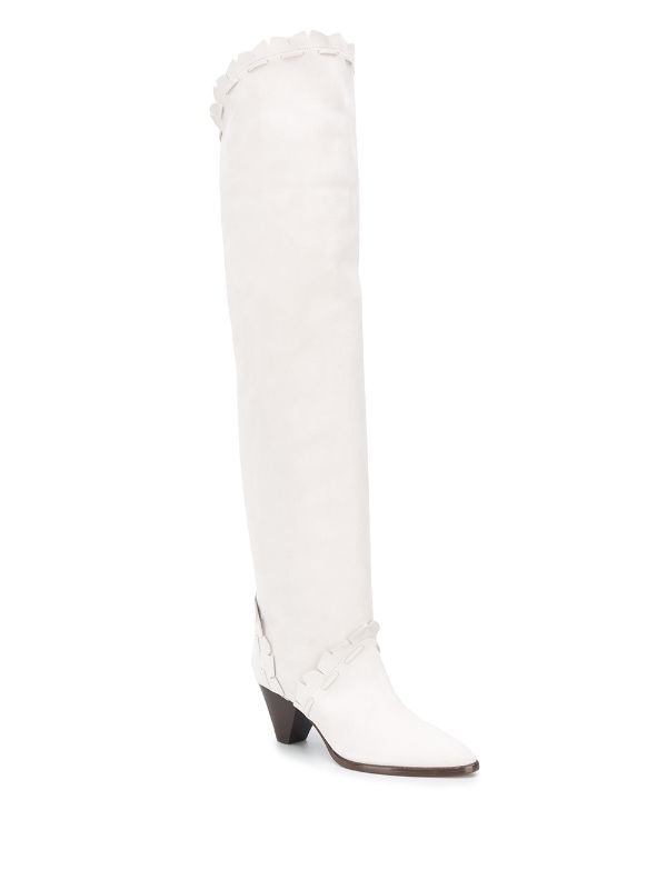 white low heel boots