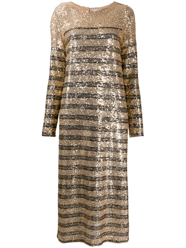 in The Mood for Love Bettina Sequined Midi Dress - Gold