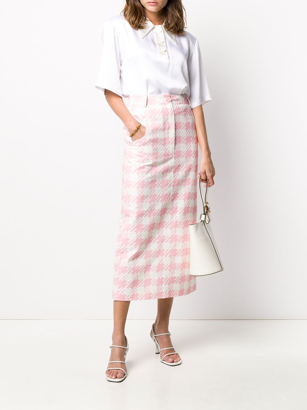 фото Rowen rose high waisted houndstooth print skirt