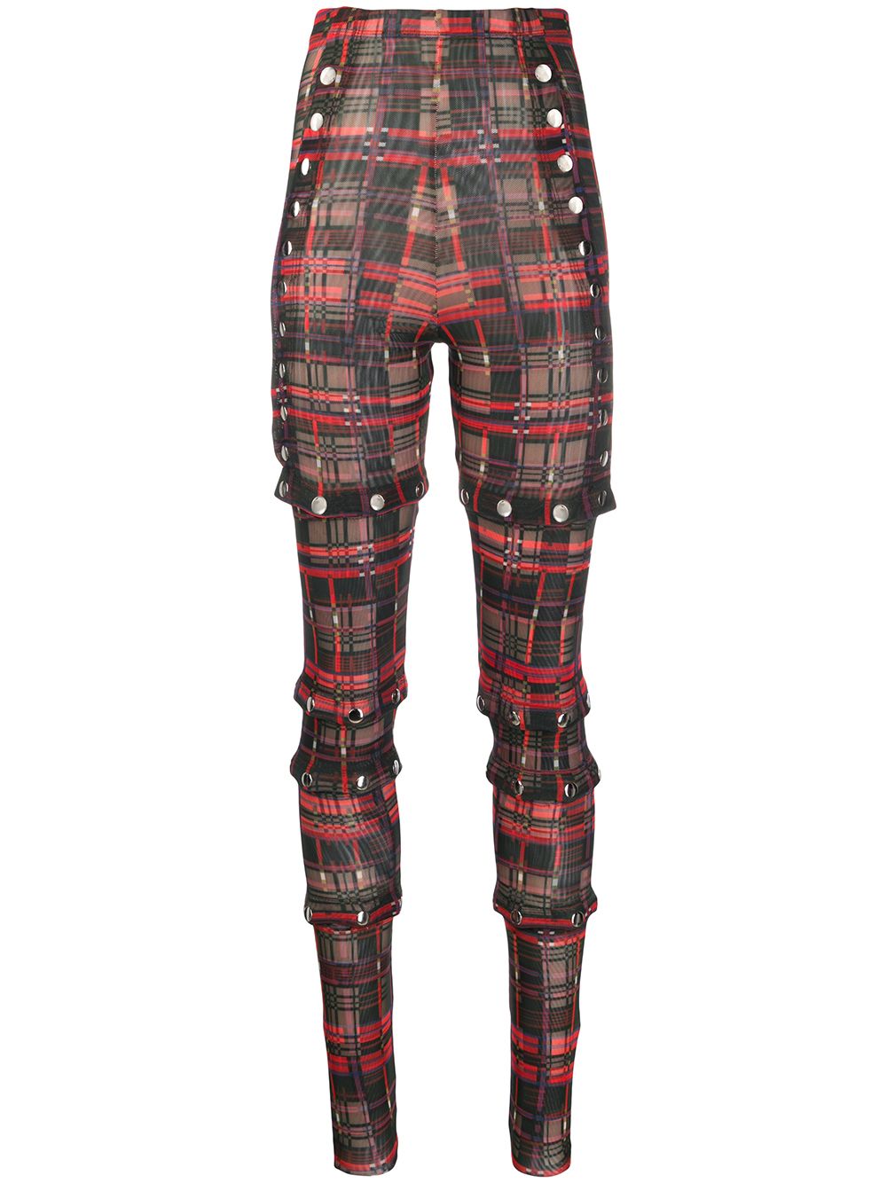 Chopova Lowena Tartan-print Mesh Trousers In Green