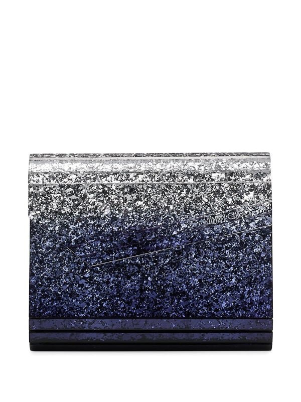 blue glitter clutch bag