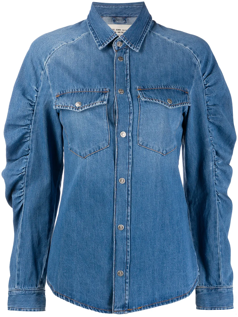 Diesel Blouse met gesmockte mouwen Blauw