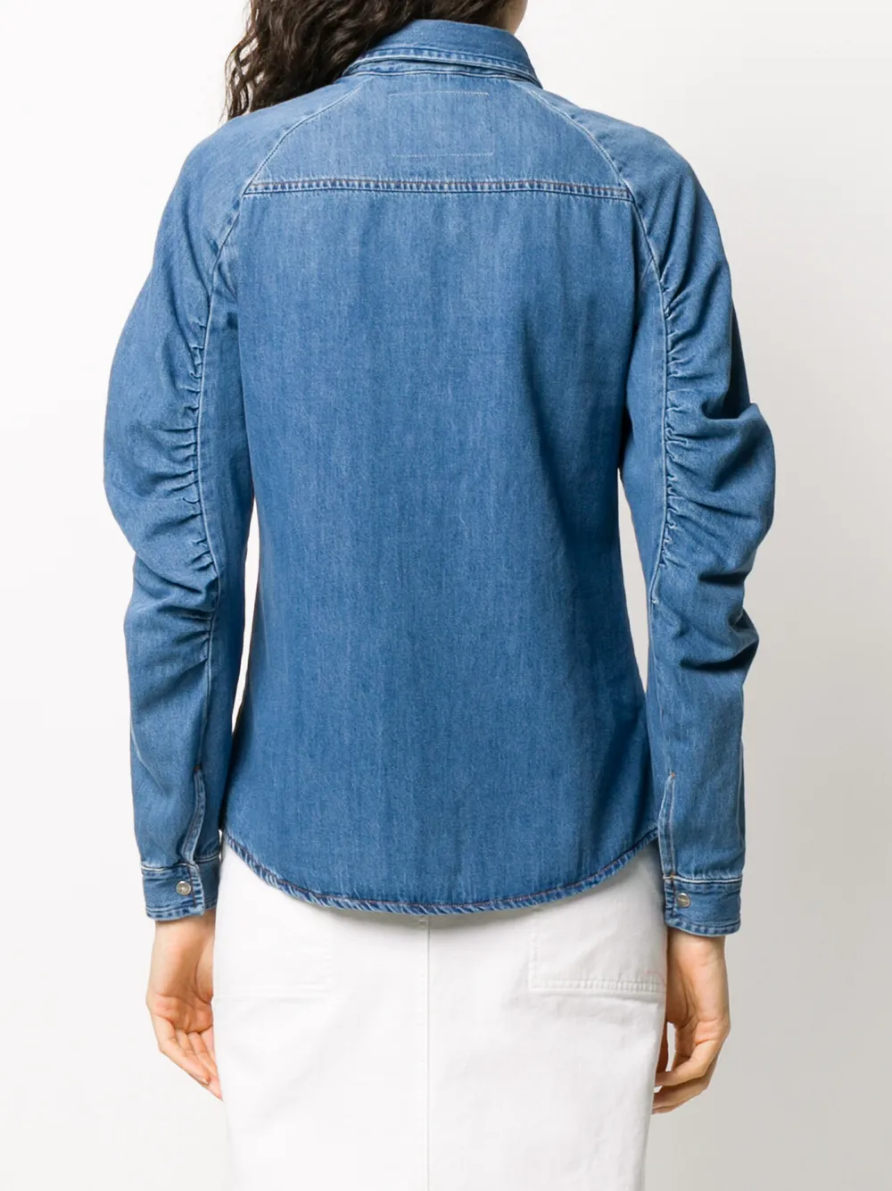 Diesel Blouse met gesmockte mouwen Blauw