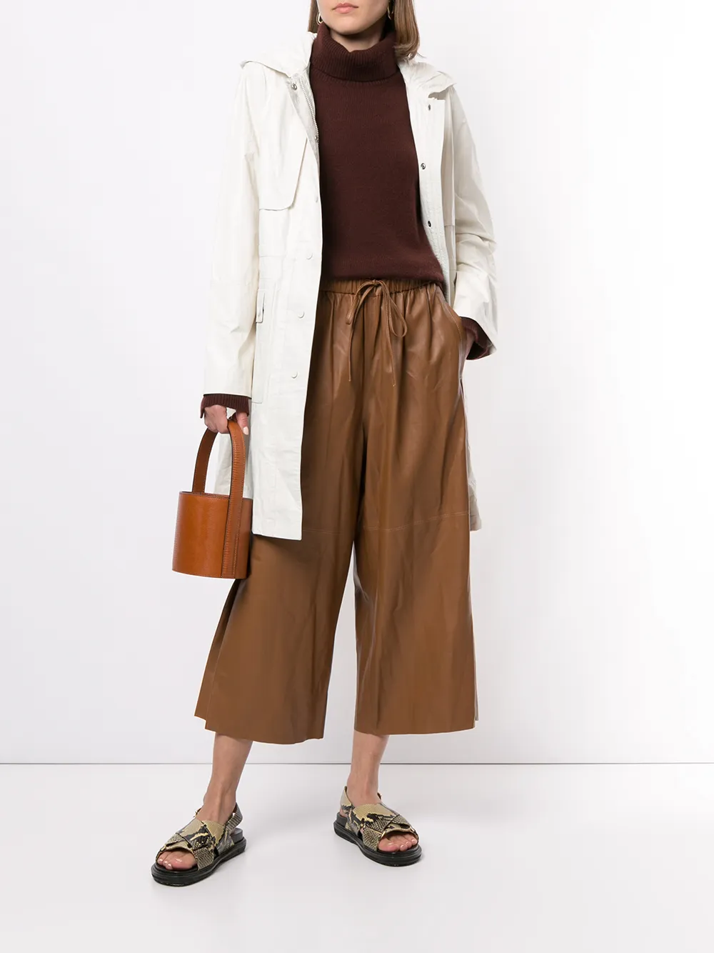 фото Yves salomon укороченные широкие брюки с завышенной талией