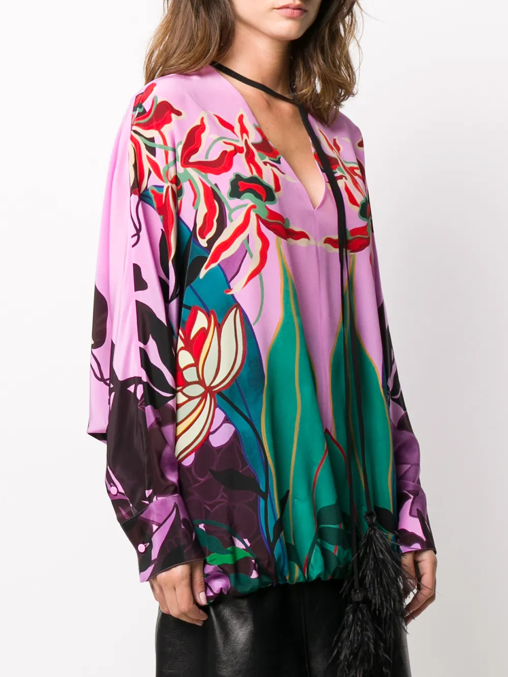 Valentino Garavani Blouse verfraaid met veren Roze