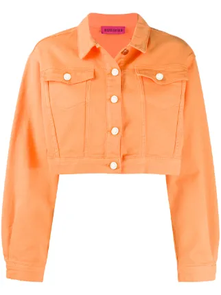 cropped denim jacket orange