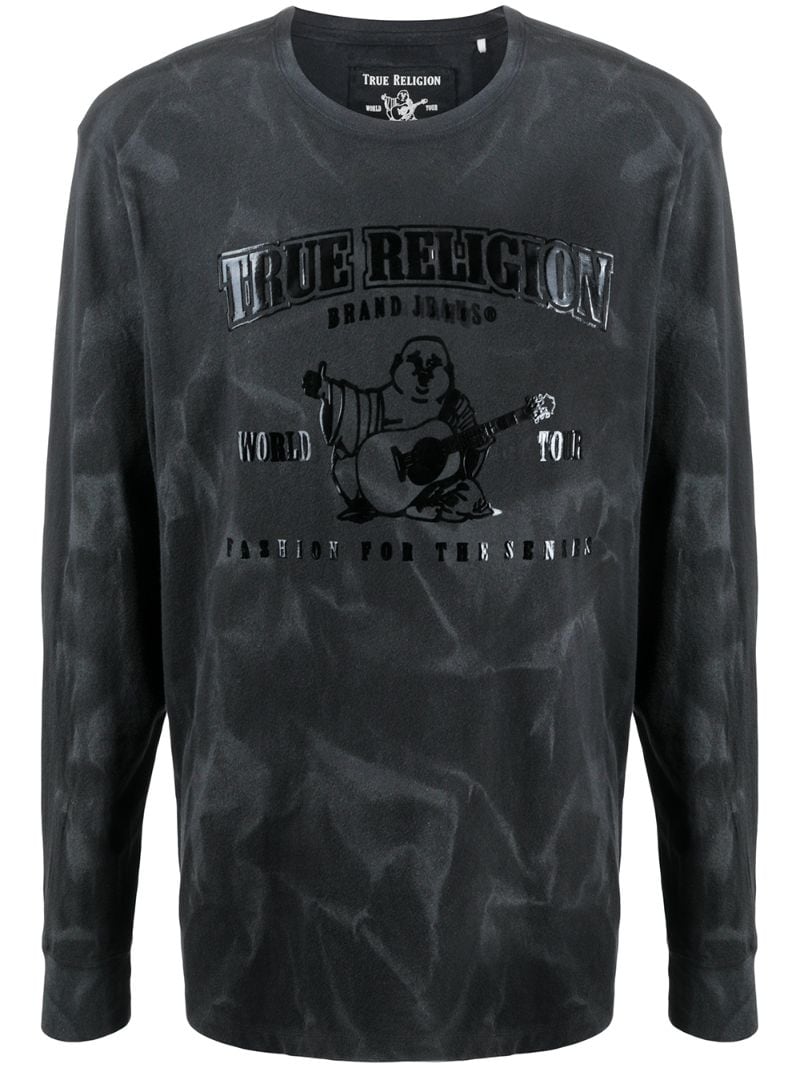 True Religion Langarmshirt Mit Batik-print In Black