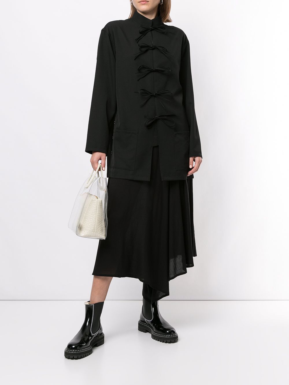 фото Yohji yamamoto рубашка с длинными рукавами и завязками