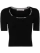 Image 1 of alexanderwang.t logo embroidered scoop neck top