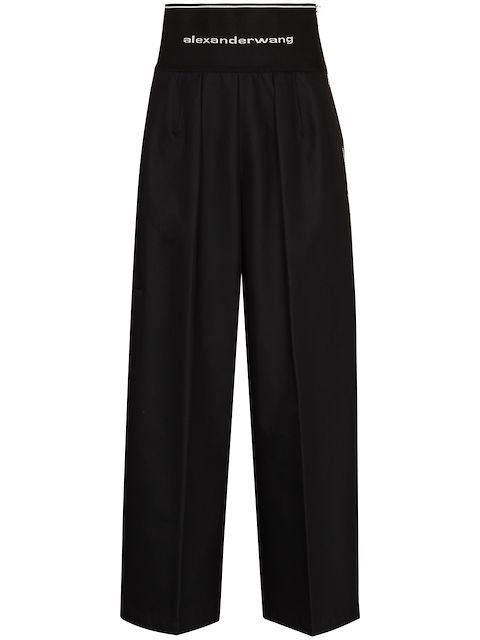 Alexander Wang logo-waist wide-leg trousers