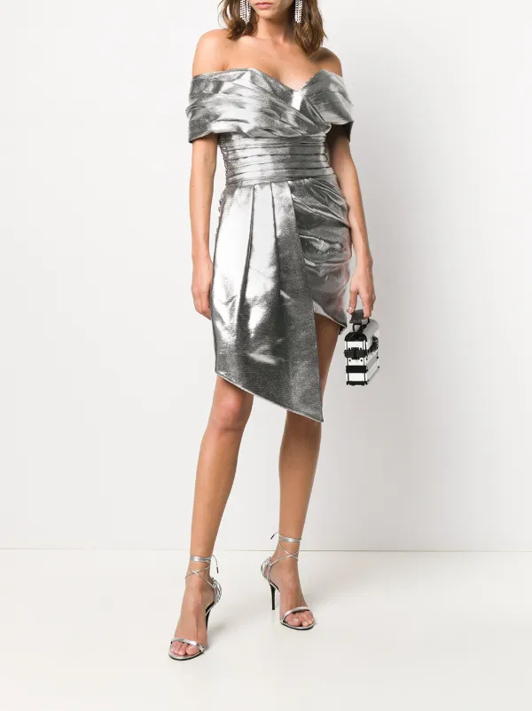 alexandre vauthier silver dress Alexandre Vauthier Ruched Silver Sequined Gown