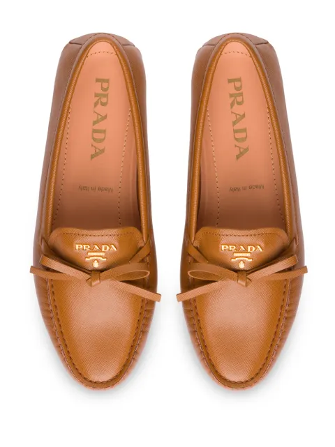 prada bow logo pointed toe flat