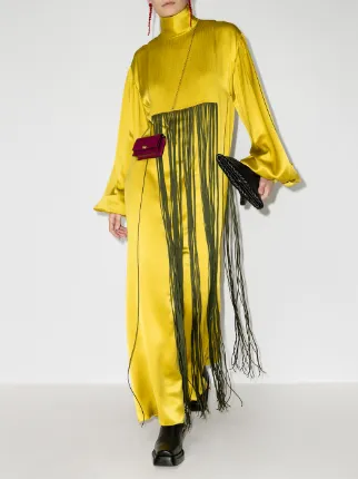 fringe detail front silk dress展示图