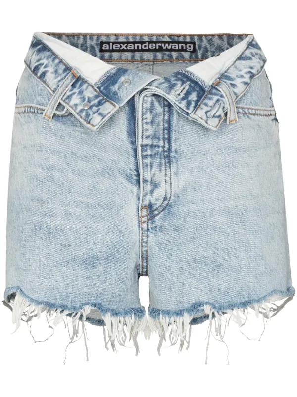 raw hem denim shorts