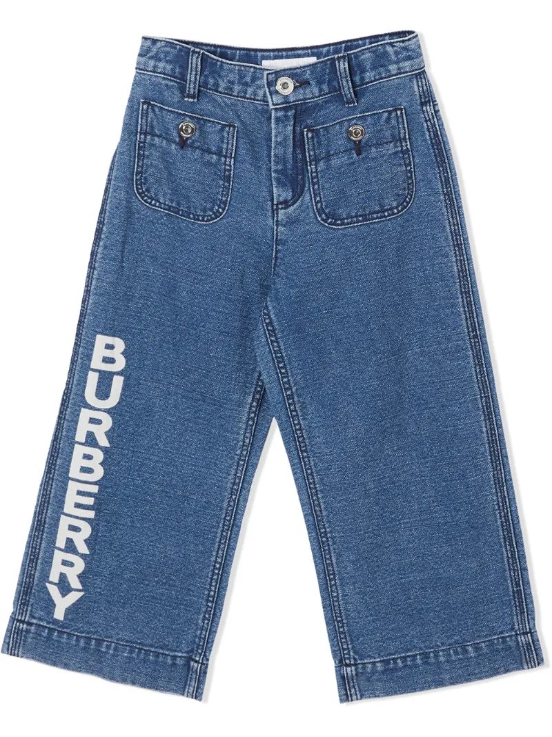 Click to view more detailed imagery on our partner's website Burberry Babies' Logo Print Japanese Jeans In Blue