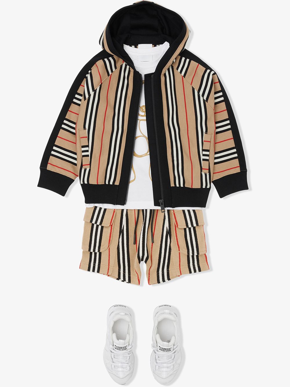 фото Burberry kids куртка в полоску icon stripe с капюшоном