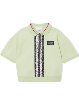 Burberry Kids قميص بولو مخطط بمونوغرام