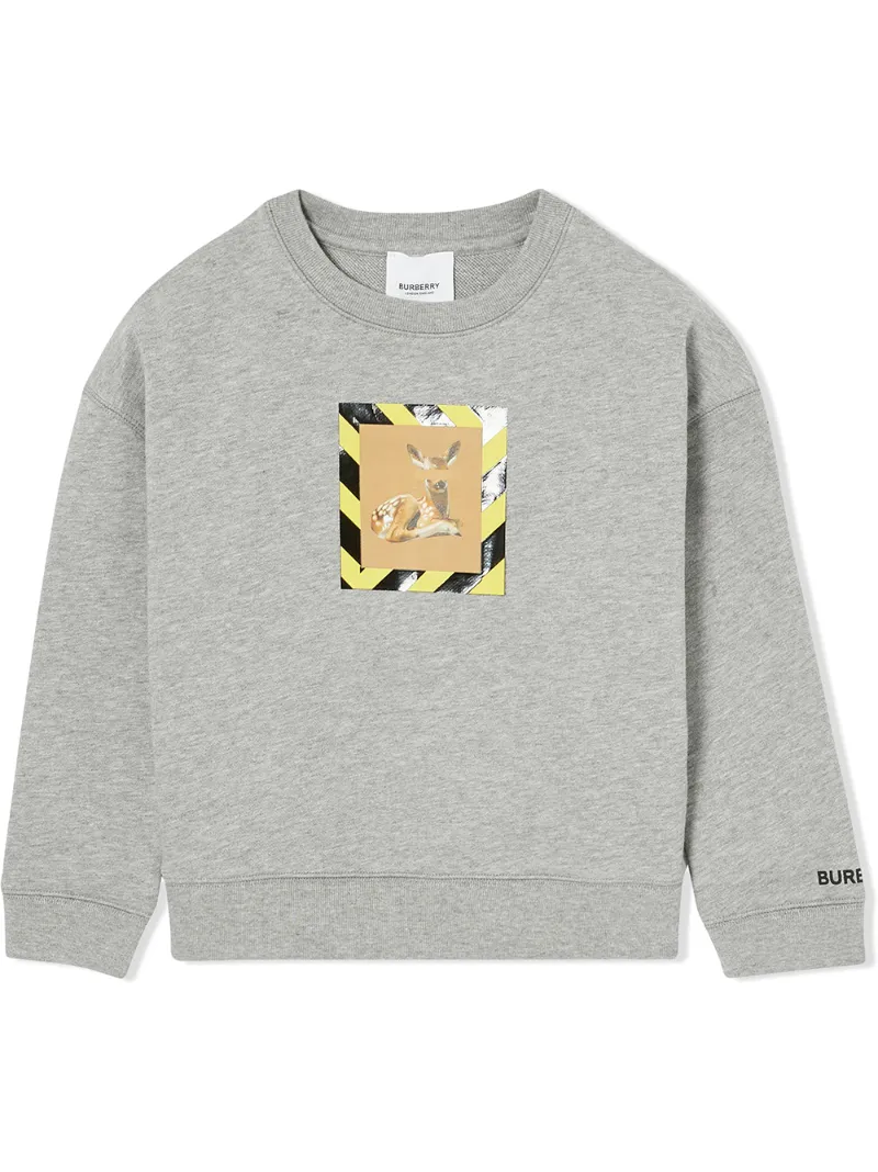 Burberry Babies Sweatshirt Mit Reh Print In Grey Modesens