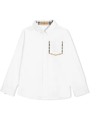 Burberry Kids قميص أوكسفورد مزين بكاروهات