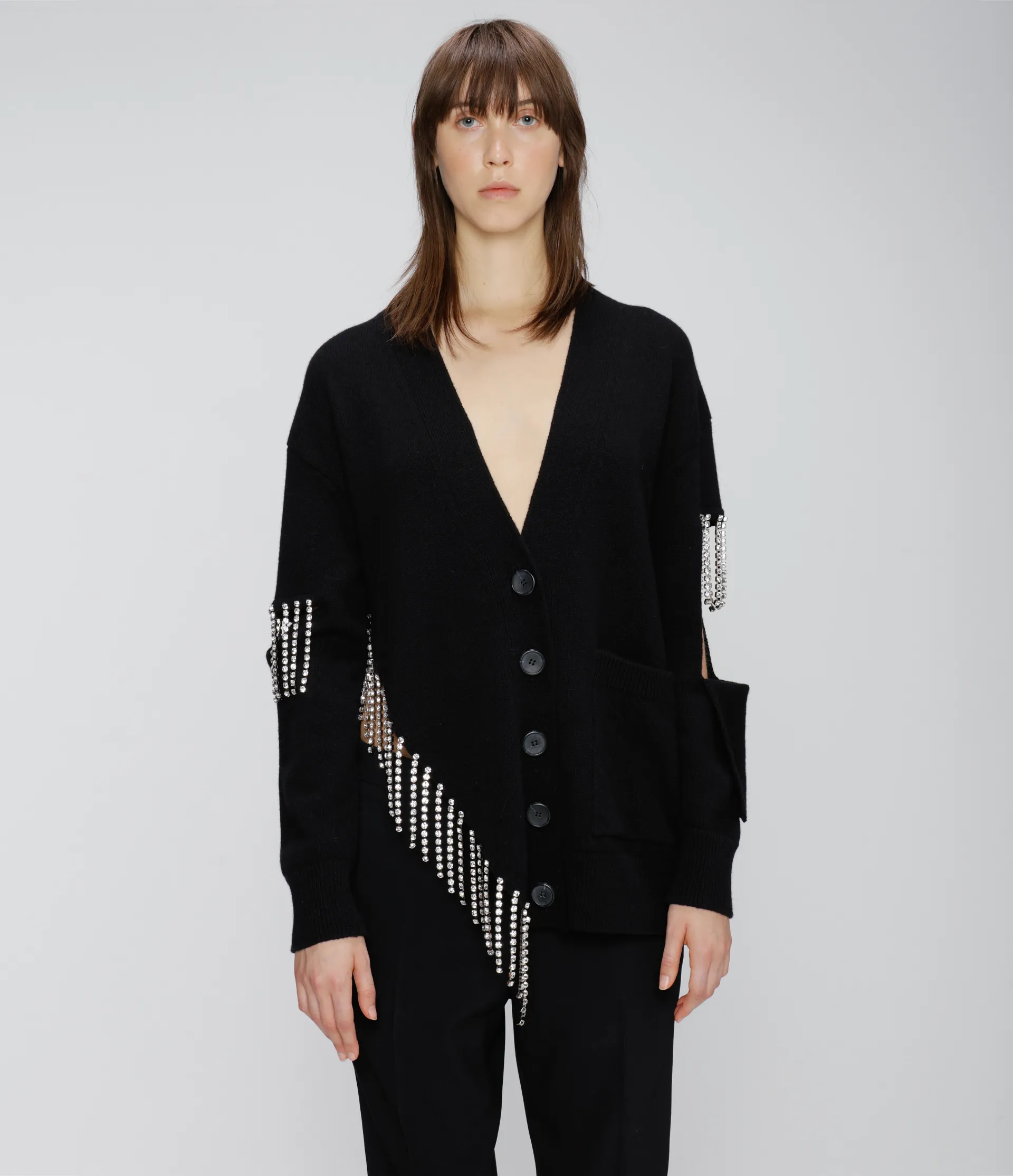 cut-out cupchain knitted cardigan 