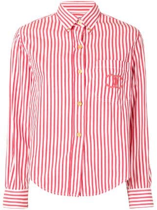 CHANEL Pre-Owned CC Embroidery Striped Shirt - Farfetch