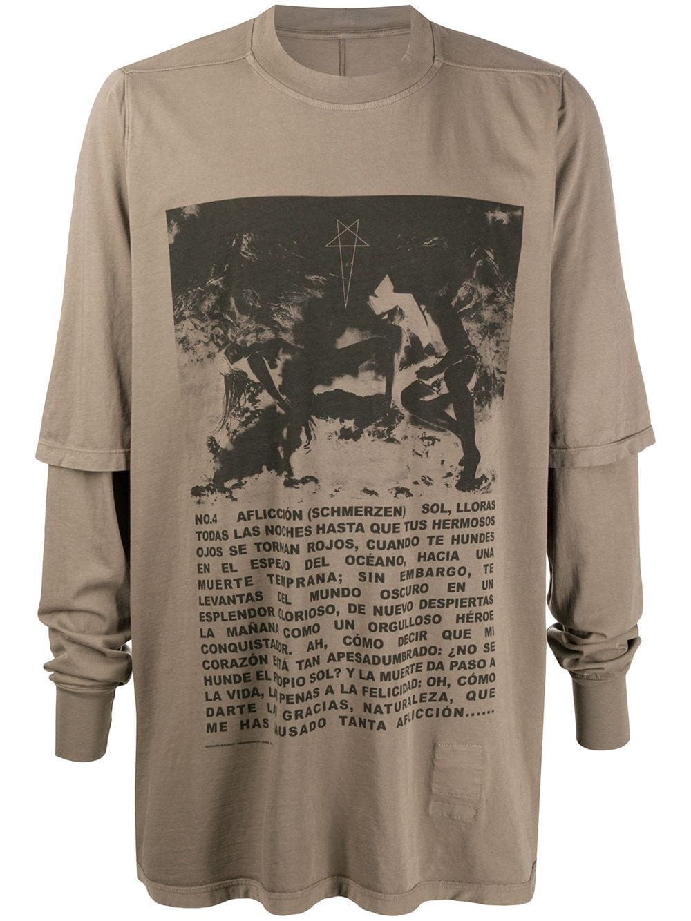 Shop Rick Owens Drkshdw Ritual-print Layered T-shirt In Neutrals