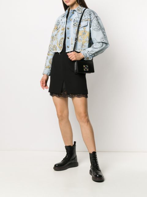 Versace Jeans Couture Cropped Baroque Print Denim Jacket - Farfetch