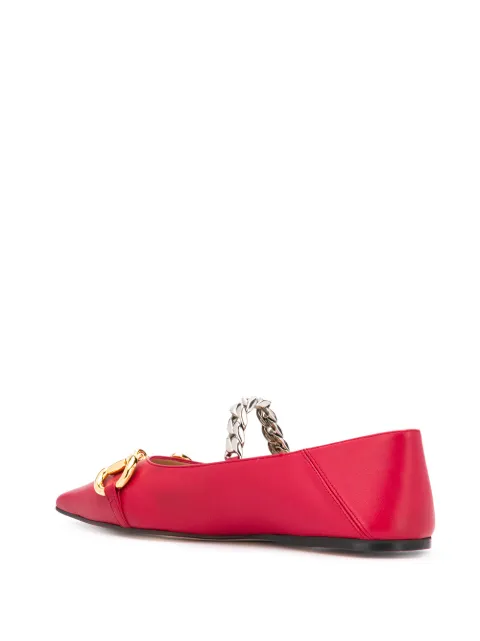 gucci deva ballet flats with chain and horsebit