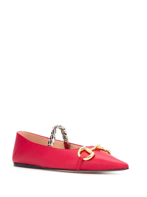 gucci deva ballet flats with chain and horsebit