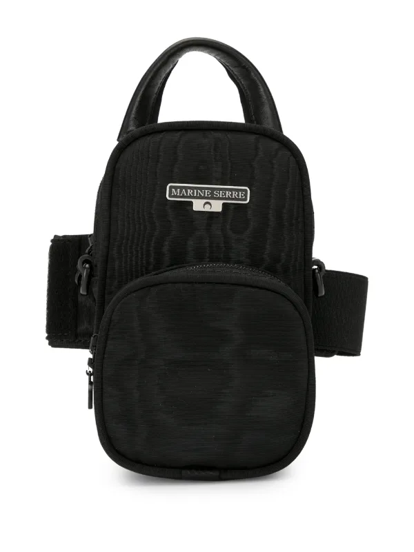 MARINE SERRE | LOGO PLAQUE CHAIN MINI BAG BLACK バッグ Marine Serre Logo Plaque Crossbody Bag | Black | FARFETCH