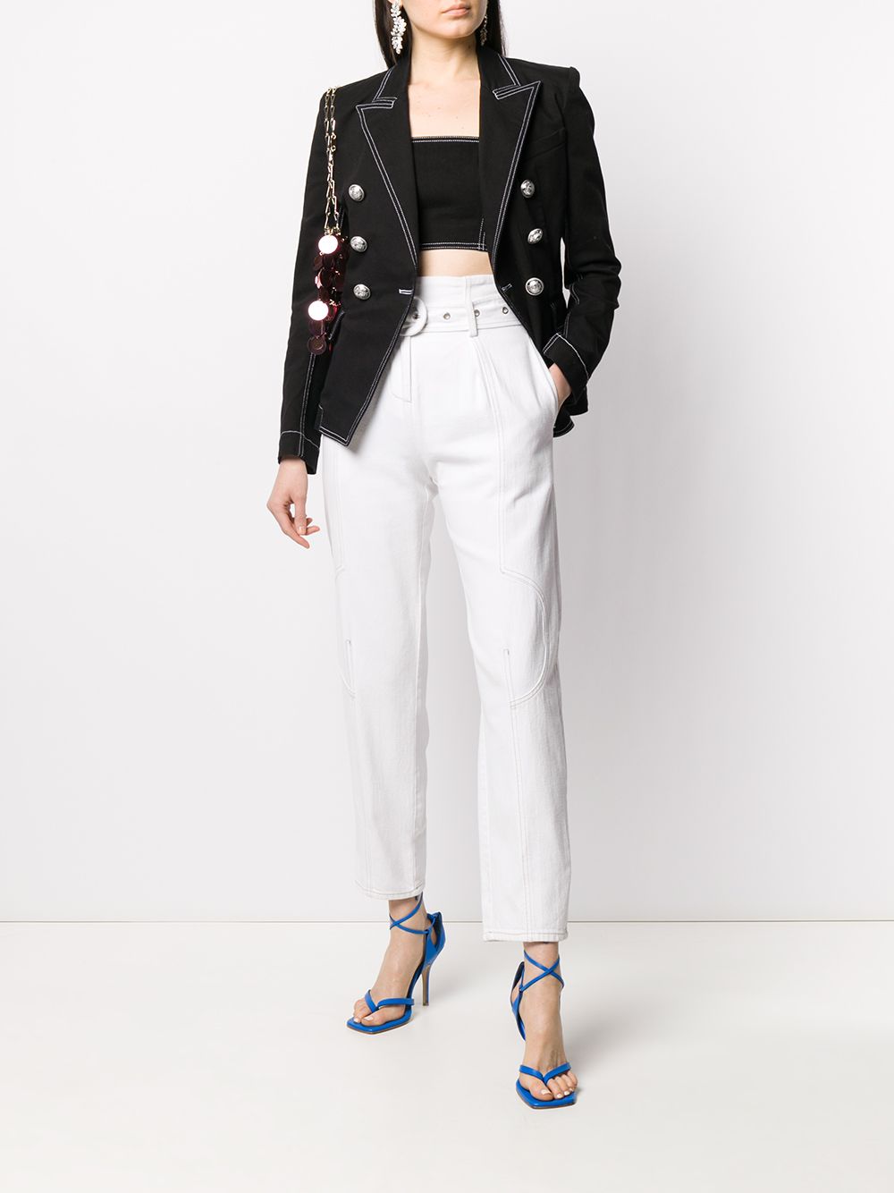 Shop Balmain Double-breasted Blazer In Black