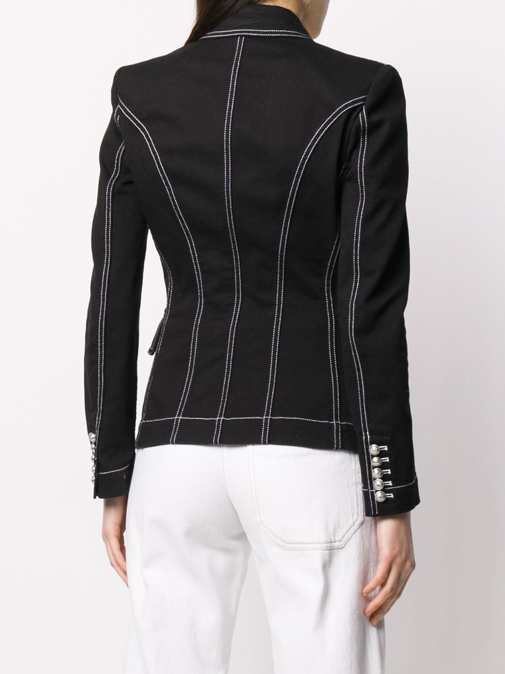 Shop Balmain Double-breasted Blazer In Black