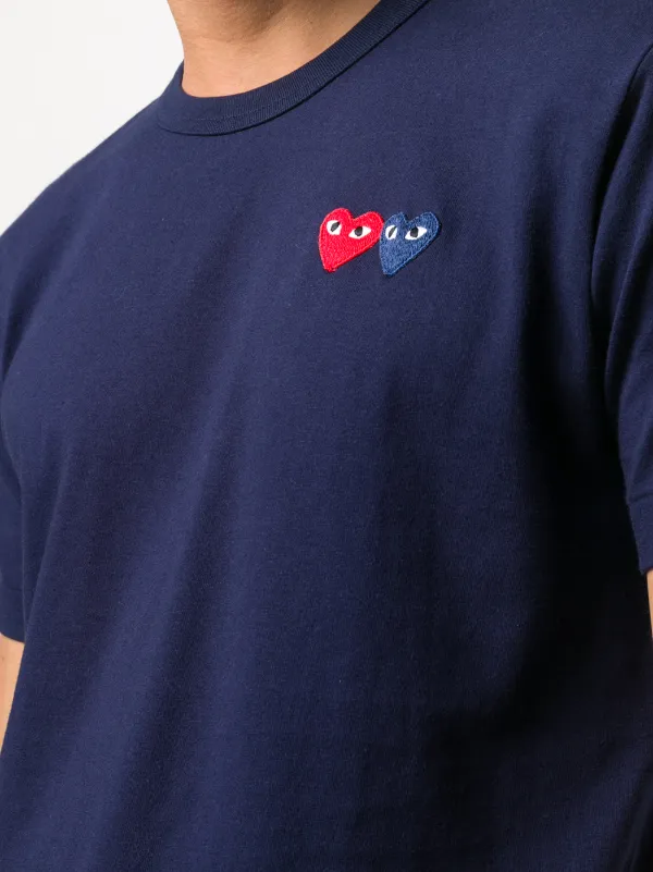 Comme des Garcons Play Heart Patch Short Sleeve T Shirt Blue