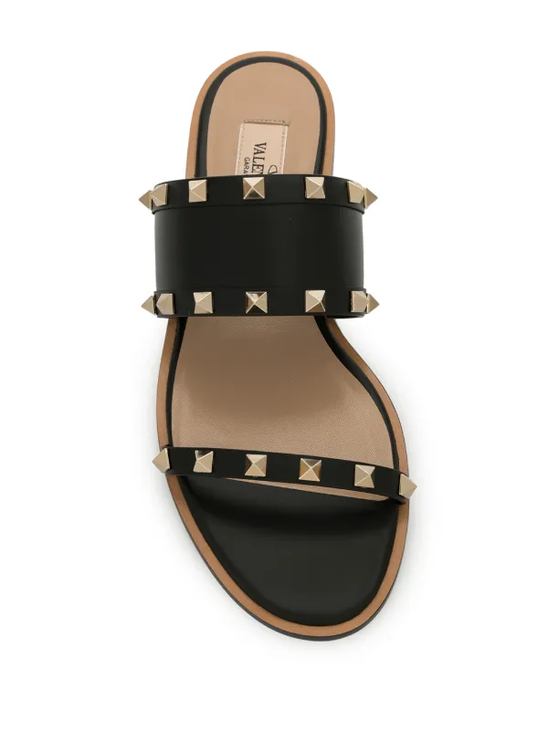 rockstud flat calfskin sandal