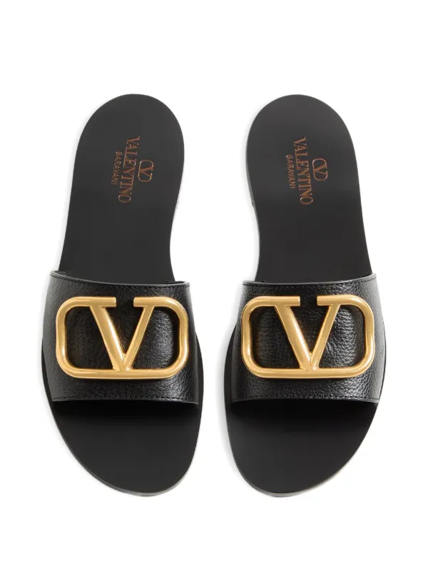 Valentino Garavani VLogo Signature Leather Sandals | Black