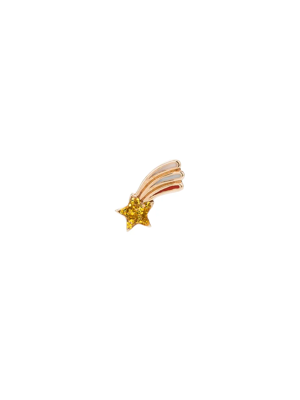 ALISON LOU 14K YELLOW GOLD GLITTER AND PASTEL SHOOTING STAR EARRING