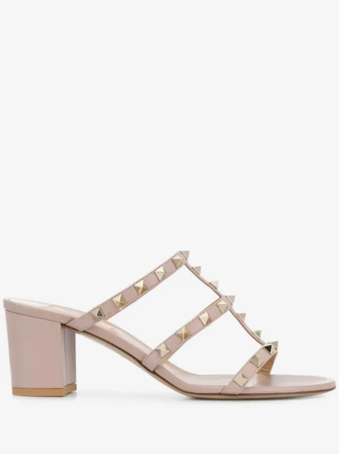 Valentino Garavani Rockstud calfskin leather slide sandal 60 mm