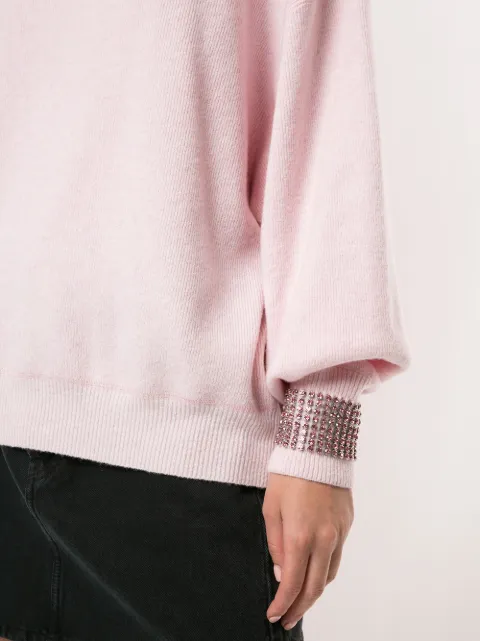 Shop pink Alexander Wang rhinestone-embellished oversized jumper with Express Delivery - Farfetch
