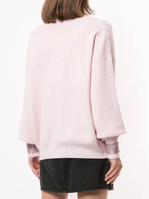 Shop pink Alexander Wang rhinestone-embellished oversized jumper with Express Delivery - Farfetch