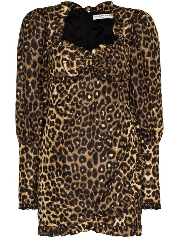 leopard puff sleeve dress