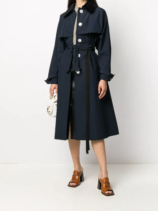 Prada シングル トレンチコート | ブルー | FARFETCH JP