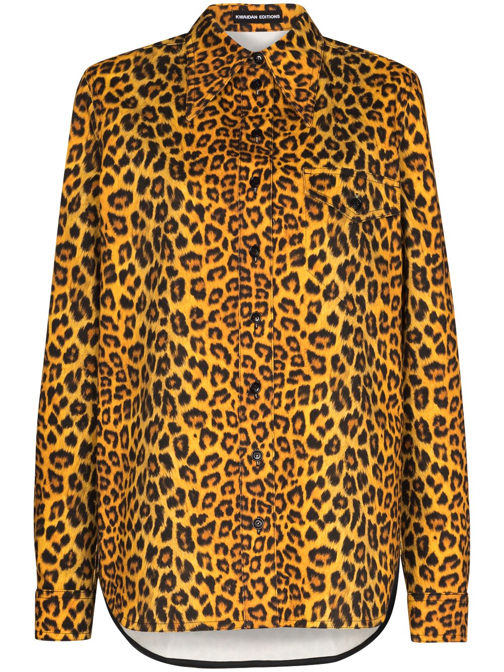 leopard-print denim shirt