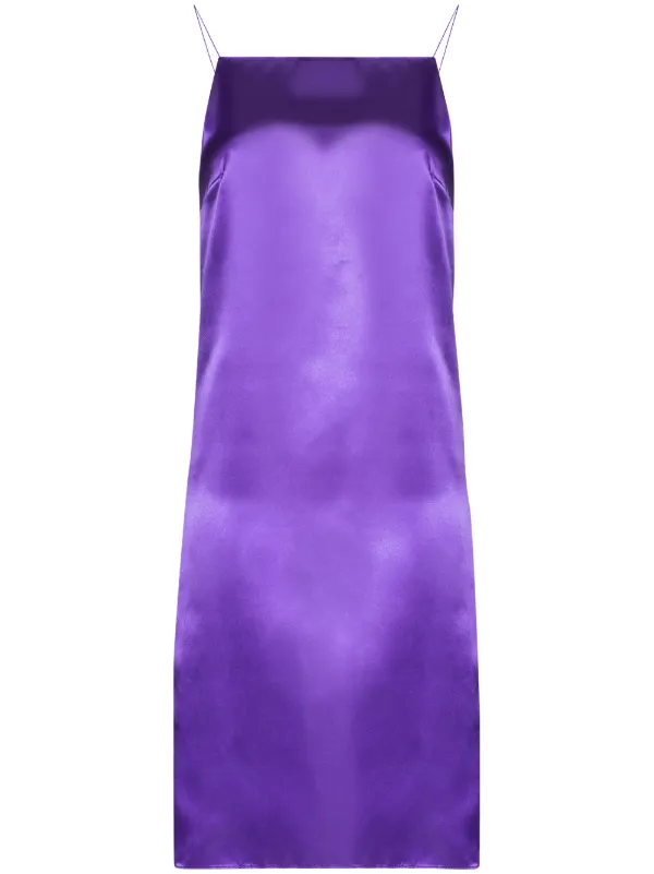 purple satin slip dress