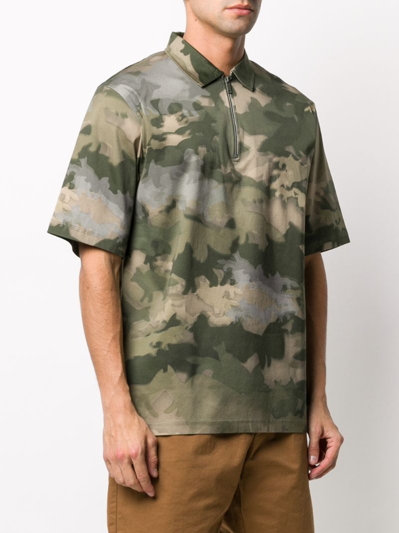 Shop Maison Kitsuné Camouflage Print Polo Shirt In Green