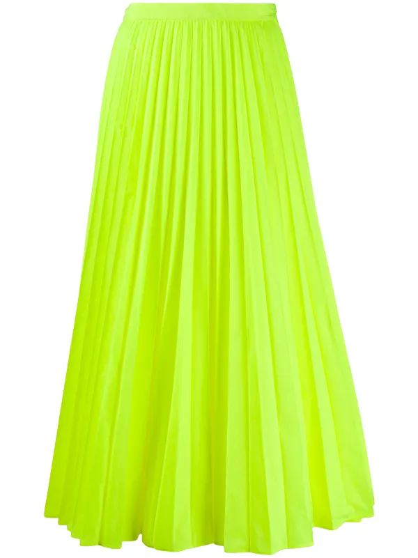 high waisted pleated midi skirt
